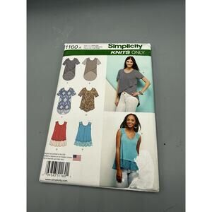 Simplicity 1160 Misses Knit Tops Sewing Pattern XXS-XXL Uncut